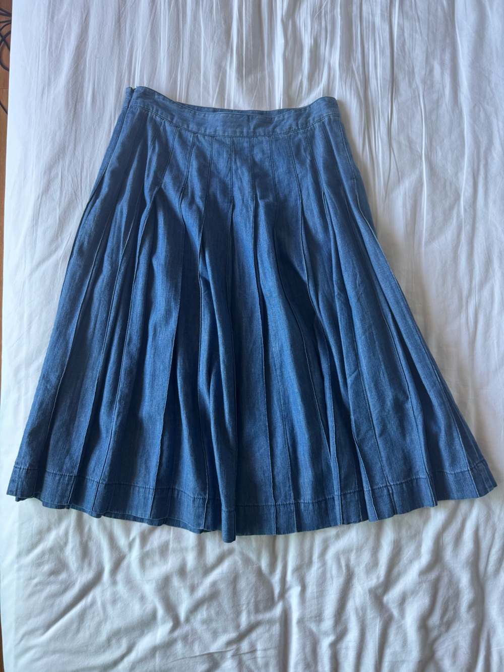 NWT J. Crew Blue Pleated Denim Skirt